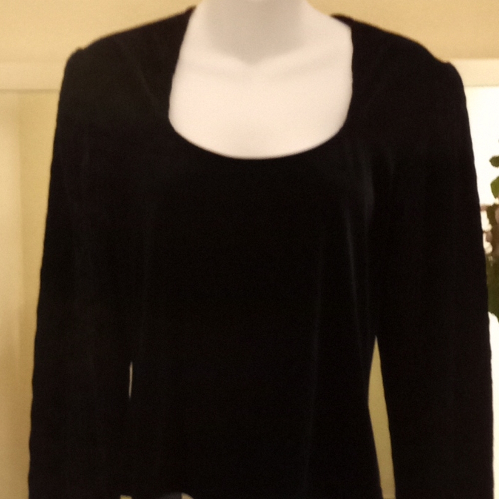 VTG-Cache Velvet Top with Puffed Sleeves
